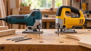 Barrel-grip and D-handle jigsaws shown in side profile