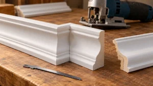 Coped molding profile and inside-corner joint with a slender jigsaw blade