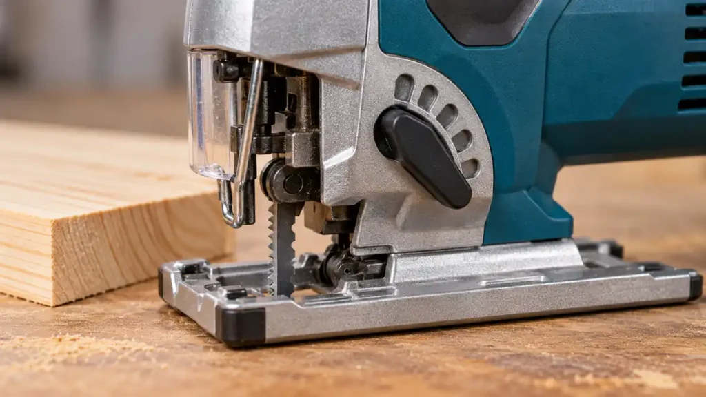 Jigsaw orbital-action selector beside the blade and shoe